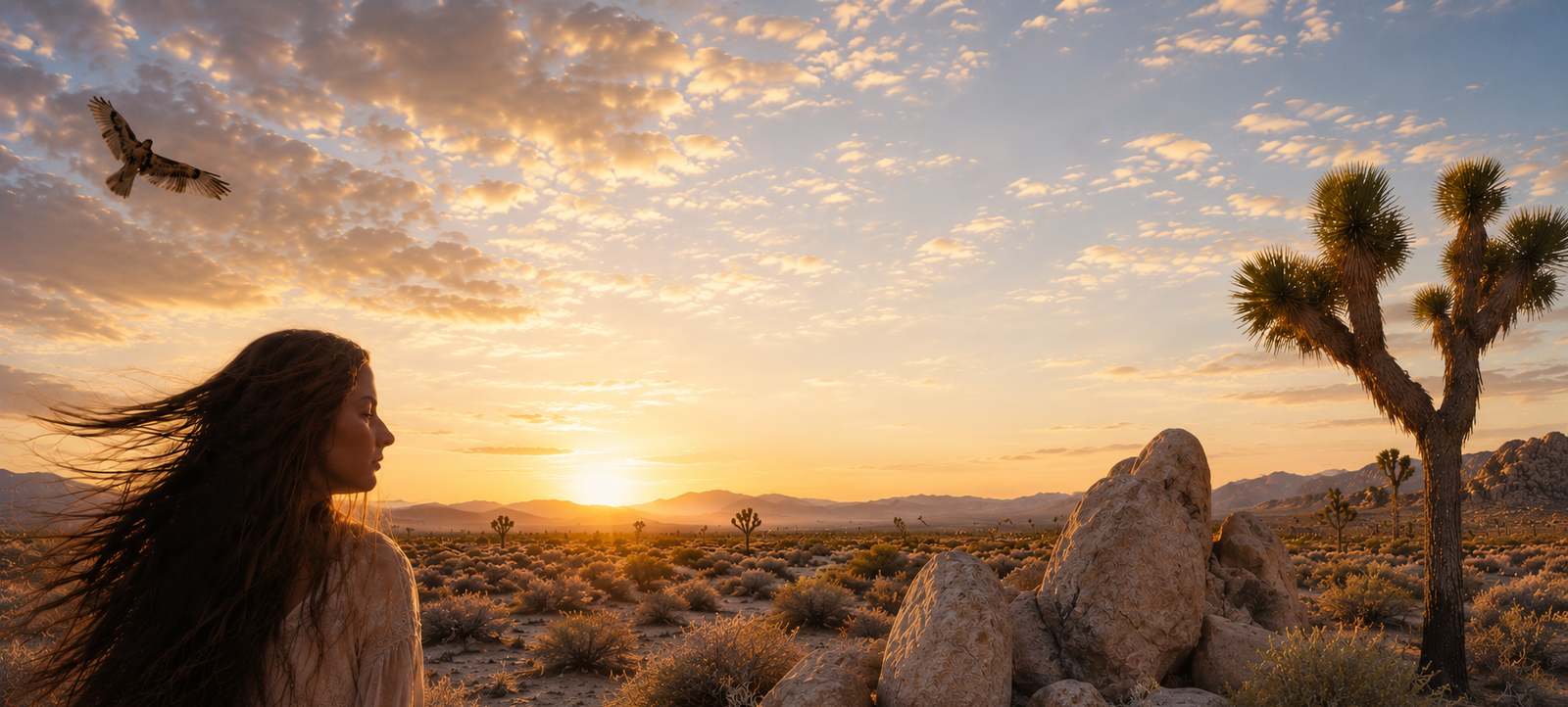 Panoramic Mojave Desert landscape for the Desert of Dreams series
