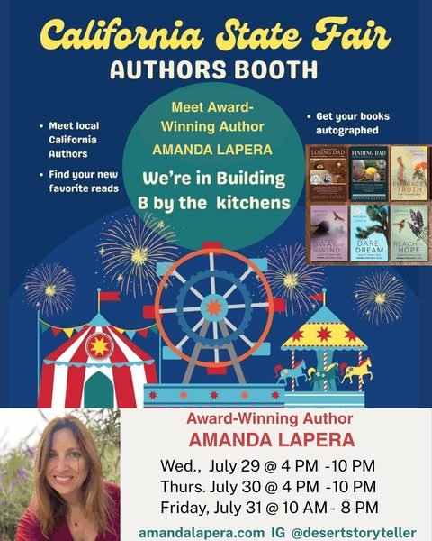 California State Fair Authors Booth flyer featuring Amanda LaPera’s July 29–31, 2026 appearance at Cal Expo.