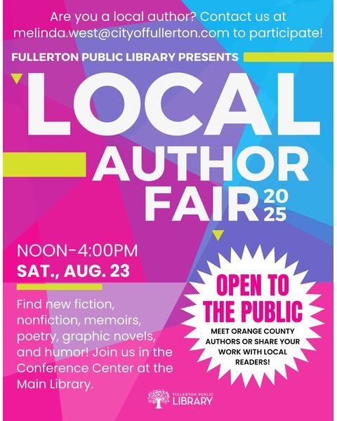 Fullerton Library 2025 author fair flyer.