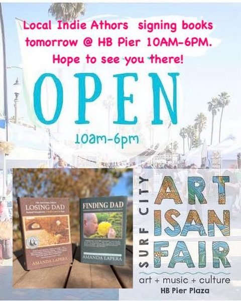 Huntington Beach Artisan Fair 2025 book signing flyer.