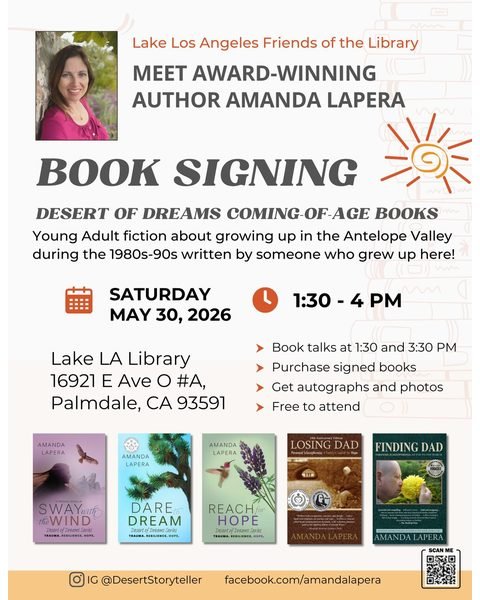 Lake Los Angeles Library 2026 book signing flyer.