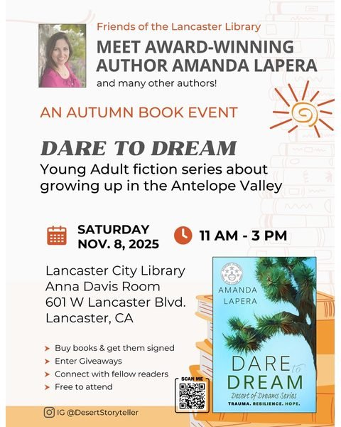 Lancaster Library 2025 autumn book event flyer.
