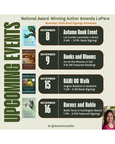 November 2025 Amanda LaPera book signings schedule.