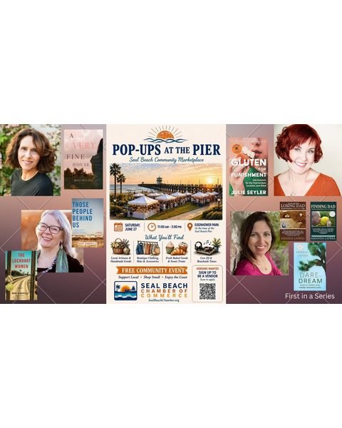 Pop-Ups at the Pier book signing flyer featuring Amanda LaPera in Seal Beach on June 27, 2026.