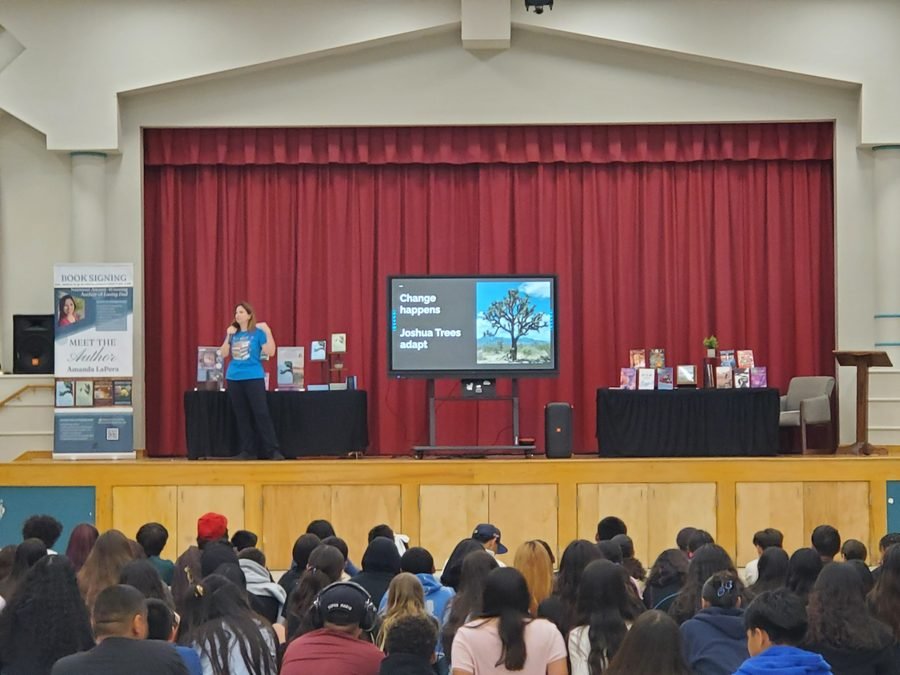 Amanda LaPera presenting during a community talk.