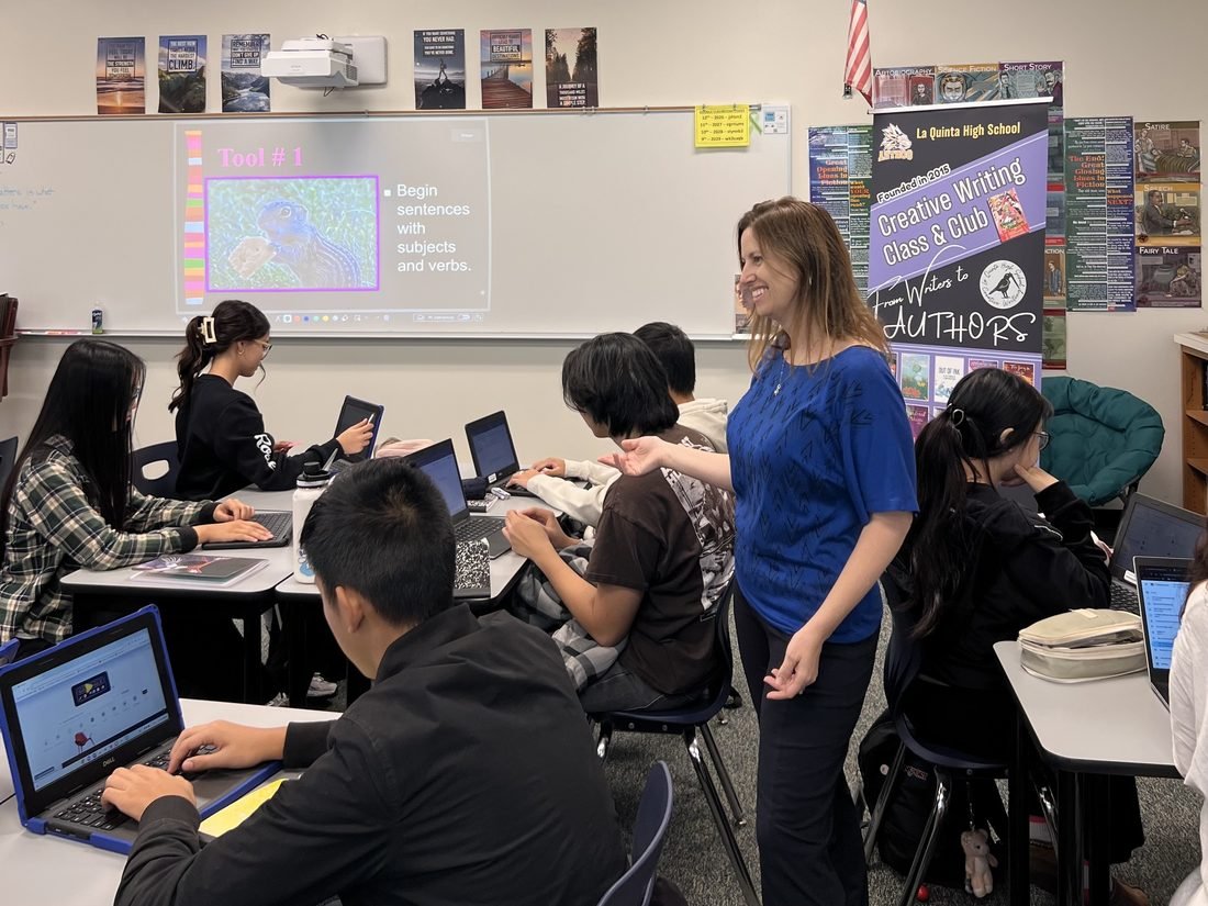 Amanda LaPera teaching in a classroom.